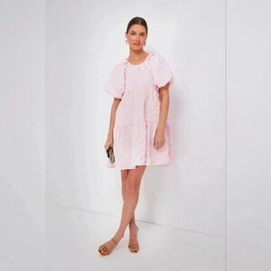 Hyacinth House Pink Diamond Dress Short Sleeve Spring Easter Boho Vacation S